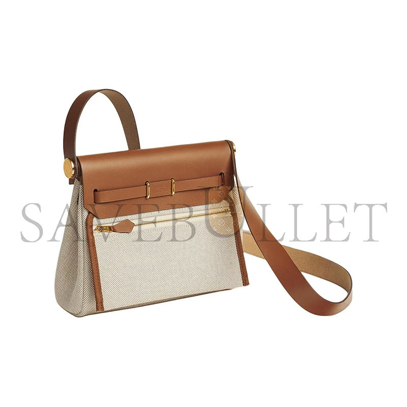 HERMES HERBAG MINI CANVAS AND COWHIDE CROSSBODY BAG H085414CCAA (20*17*7cm)